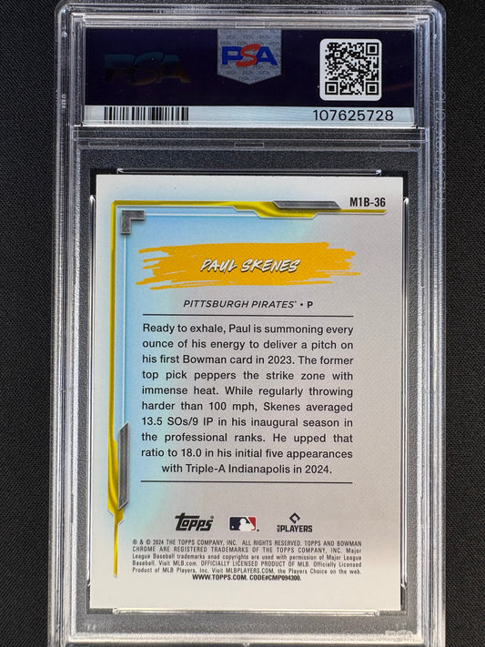 2024 BOWMAN CHROME PAUL SKENES RC MY 1ST BOWMAN #36 GEM MT PSA 10