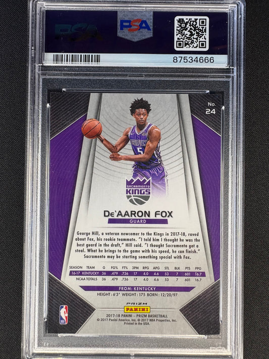 2017 PANINI GREEN PRIZM DE'AARON FOX RC #24 MINT 9