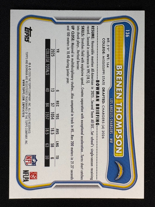 2026 BOWMAN - BRENEN THOMPSON ROOKIE - /250 - #136