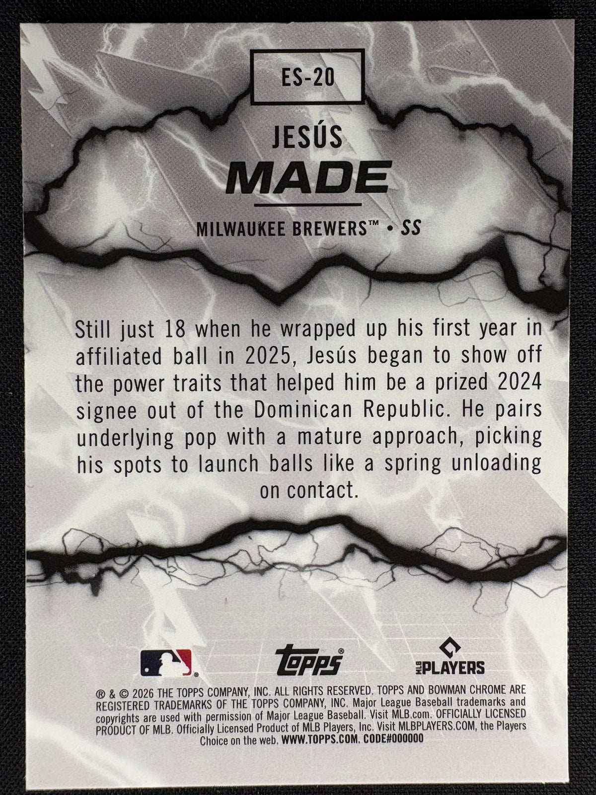 2026 - JESUS MADE - ELECTRIC SLUGGERS - BOWMAN CHROME #ES-20