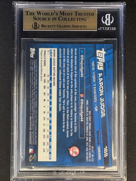 2017 TOPPS CHROME PINK REFRACTOR AARON JUDGE #169 BGS 9.5