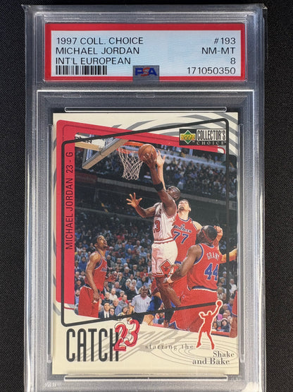 1997 COLLECTORS CHOICE - MICHAEL JORDAN #193 INTL EUROPEAN VARIANT PSA8