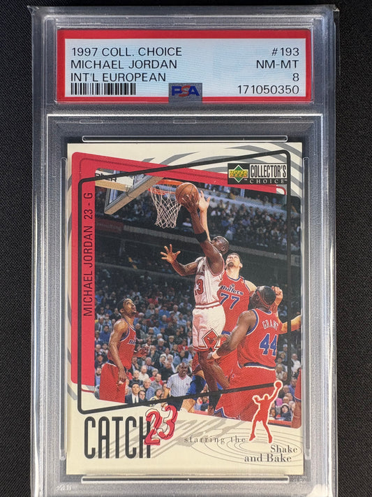 1997 COLLECTORS CHOICE - MICHAEL JORDAN #193 INTL EUROPEAN VARIANT PSA8