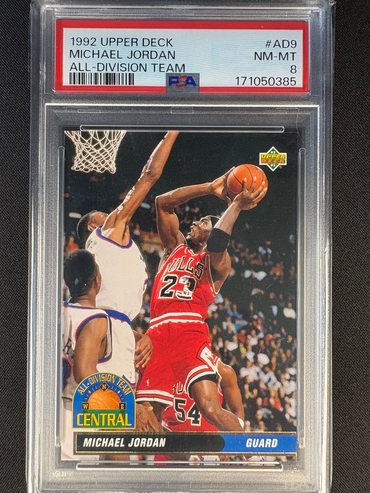 1992 UPPER DECK MICHAEL JORDAN ALL-DIVISION TEAM #AD9 PSA 8