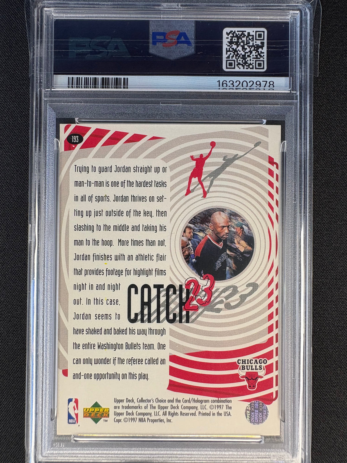 1997 COLLECTORS CHOICE - CATCH 23 - MICHAEL JORDAN #193 MINT PSA9