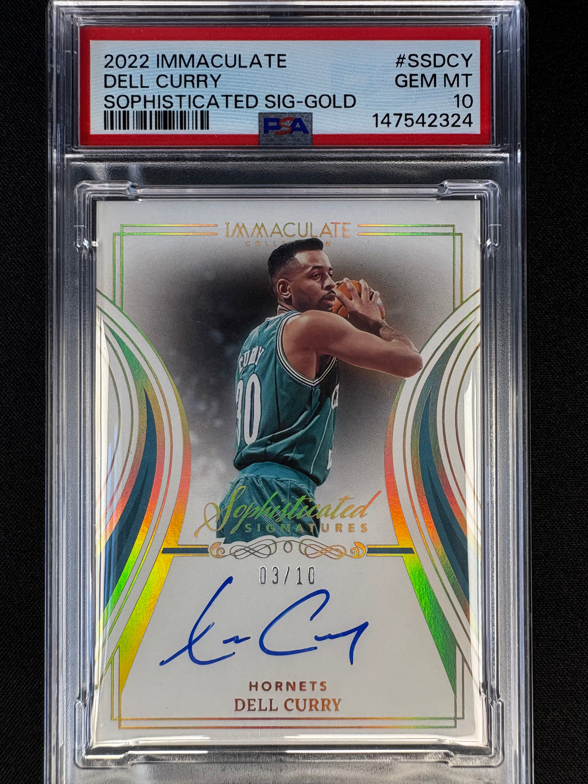 2022 IMMACULATE DELL CURRY AUTO /10 GEM MT PSA 10
