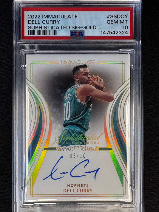 2022 IMMACULATE DELL CURRY AUTO /10 GEM MT PSA 10