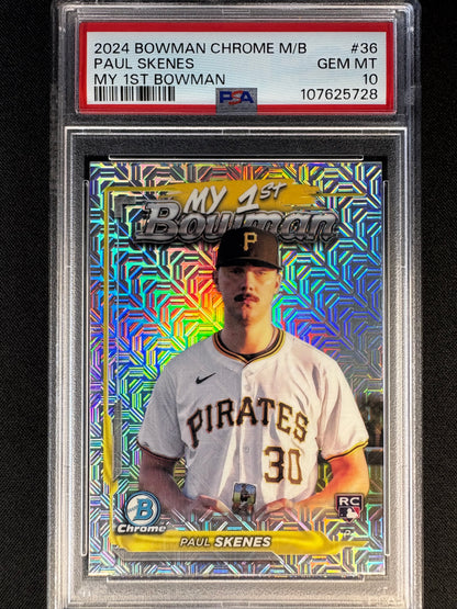 2024 BOWMAN CHROME PAUL SKENES RC MY 1ST BOWMAN #36 GEM MT PSA 10