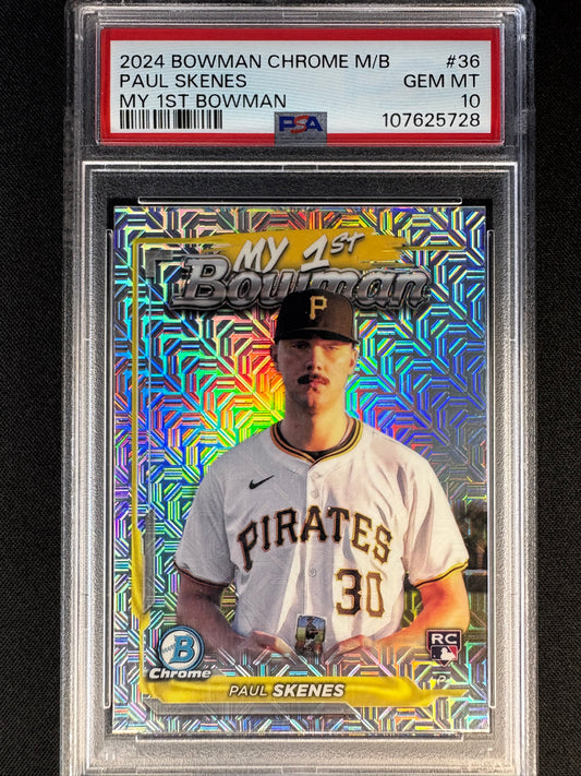 2024 BOWMAN CHROME PAUL SKENES RC MY 1ST BOWMAN #36 GEM MT PSA 10