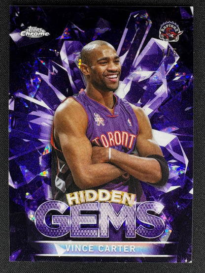 2025 VINCE CARTER TOPPS CHROME HIDDEN GEMS 1/5 COLOR MATCH AND NO. MATCH