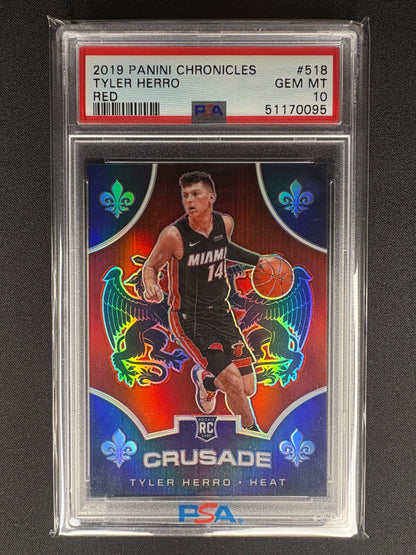 2019 PANINI CHRONICLES TYLER HERRO RED - ROOKIE /149 - #518 - PSA GM MINT 10
