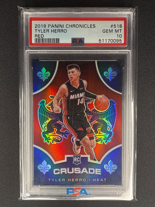 2019 PANINI CHRONICLES TYLER HERRO RED - ROOKIE /149 - #518 - PSA GM MINT 10