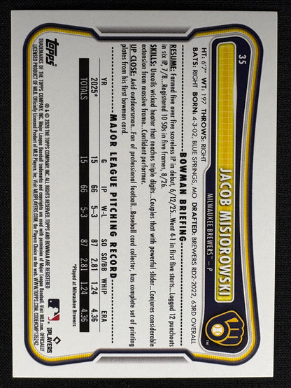 2026 - JACOB MISIOROWSKI - ROOKIE - BOWMAN #35